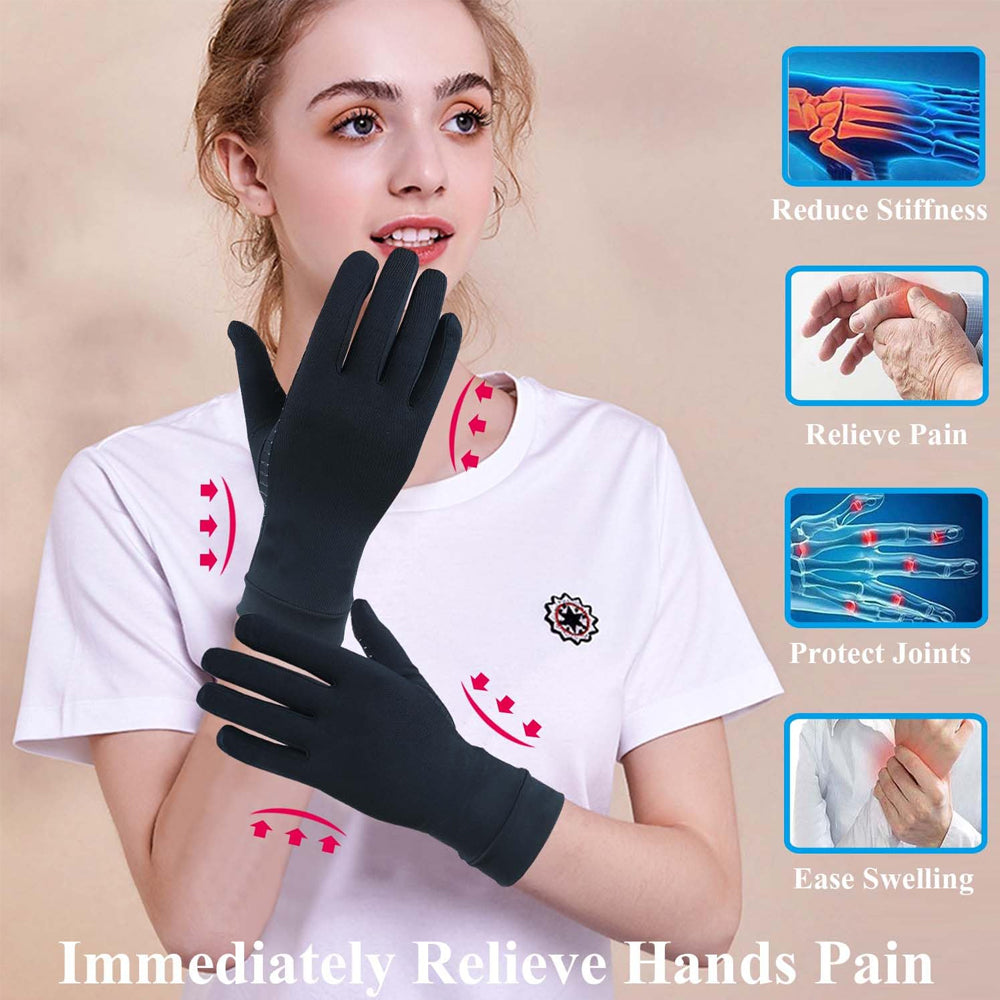 Copper Full Finger Compression Gloves Arthritis Gloves for Women Men Relieve Pain from Arthritis Pain Swelling and Image 1