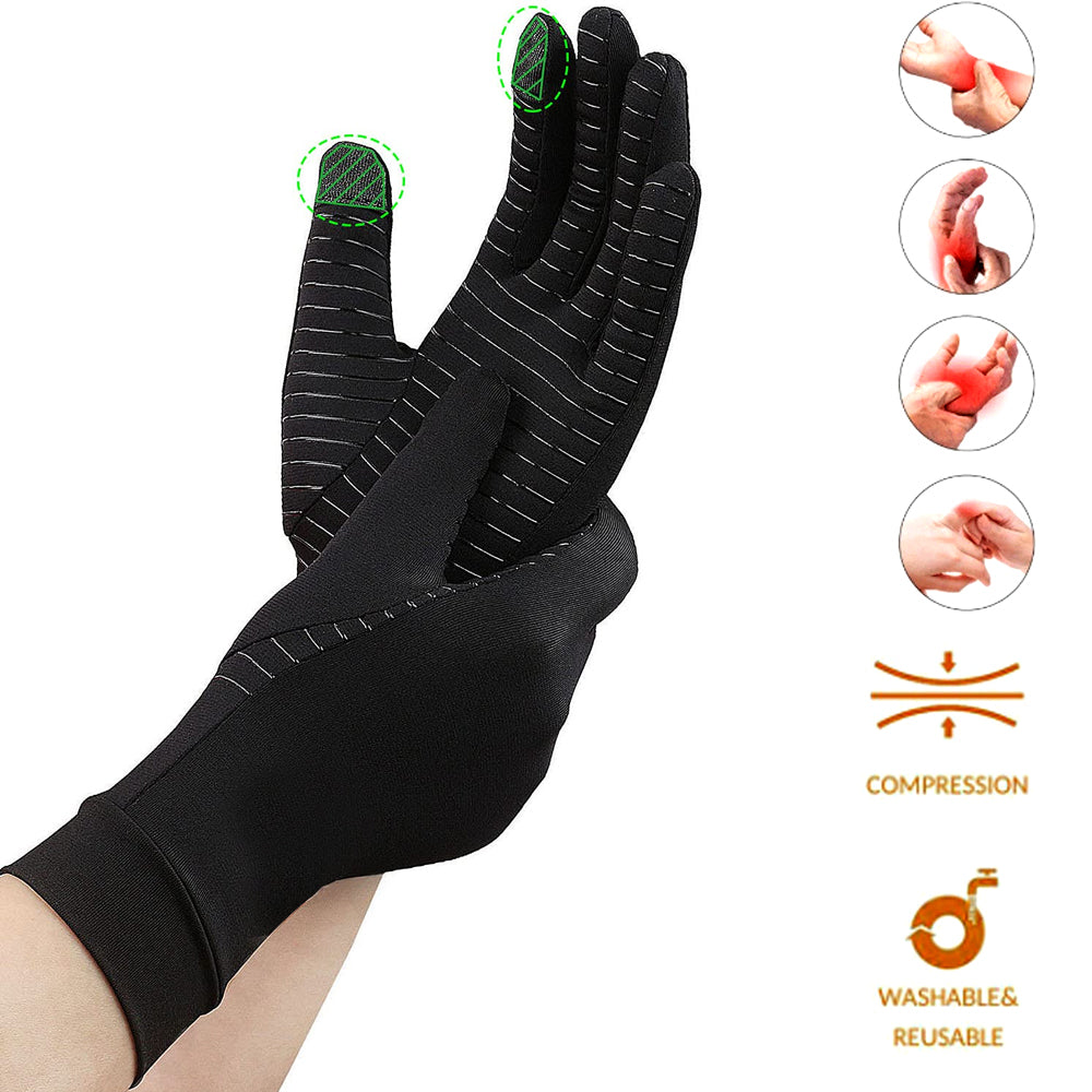 Copper Full Finger Compression Gloves Arthritis Gloves for Women Men Relieve Pain from Arthritis Pain Swelling and Image 2