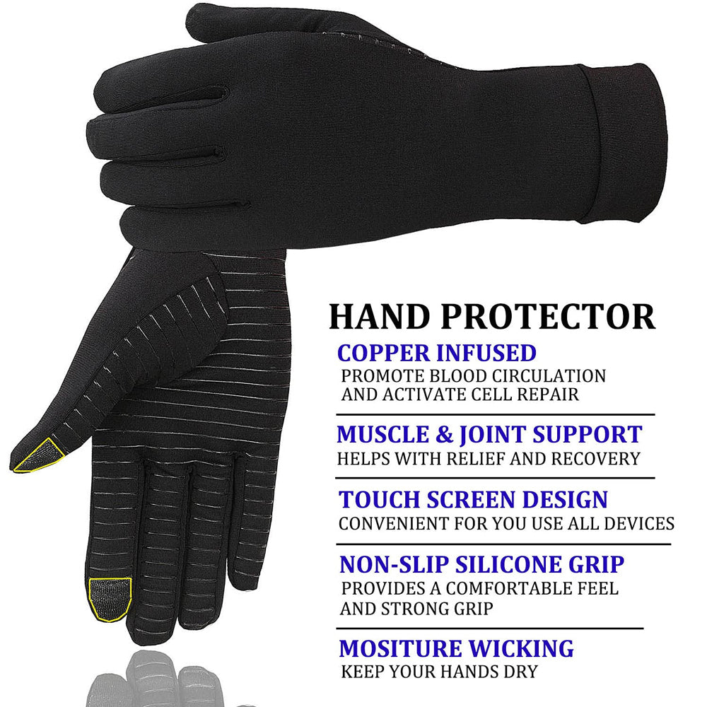 Copper Full Finger Compression Gloves Arthritis Gloves for Women Men Relieve Pain from Arthritis Pain Swelling and Image 3