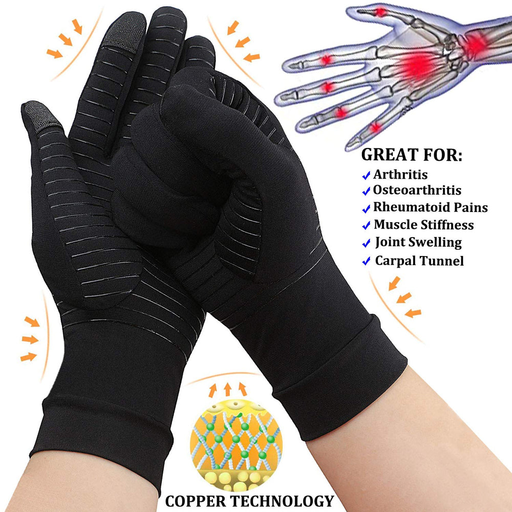 Copper Full Finger Compression Gloves Arthritis Gloves for Women Men Relieve Pain from Arthritis Pain Swelling and Image 4