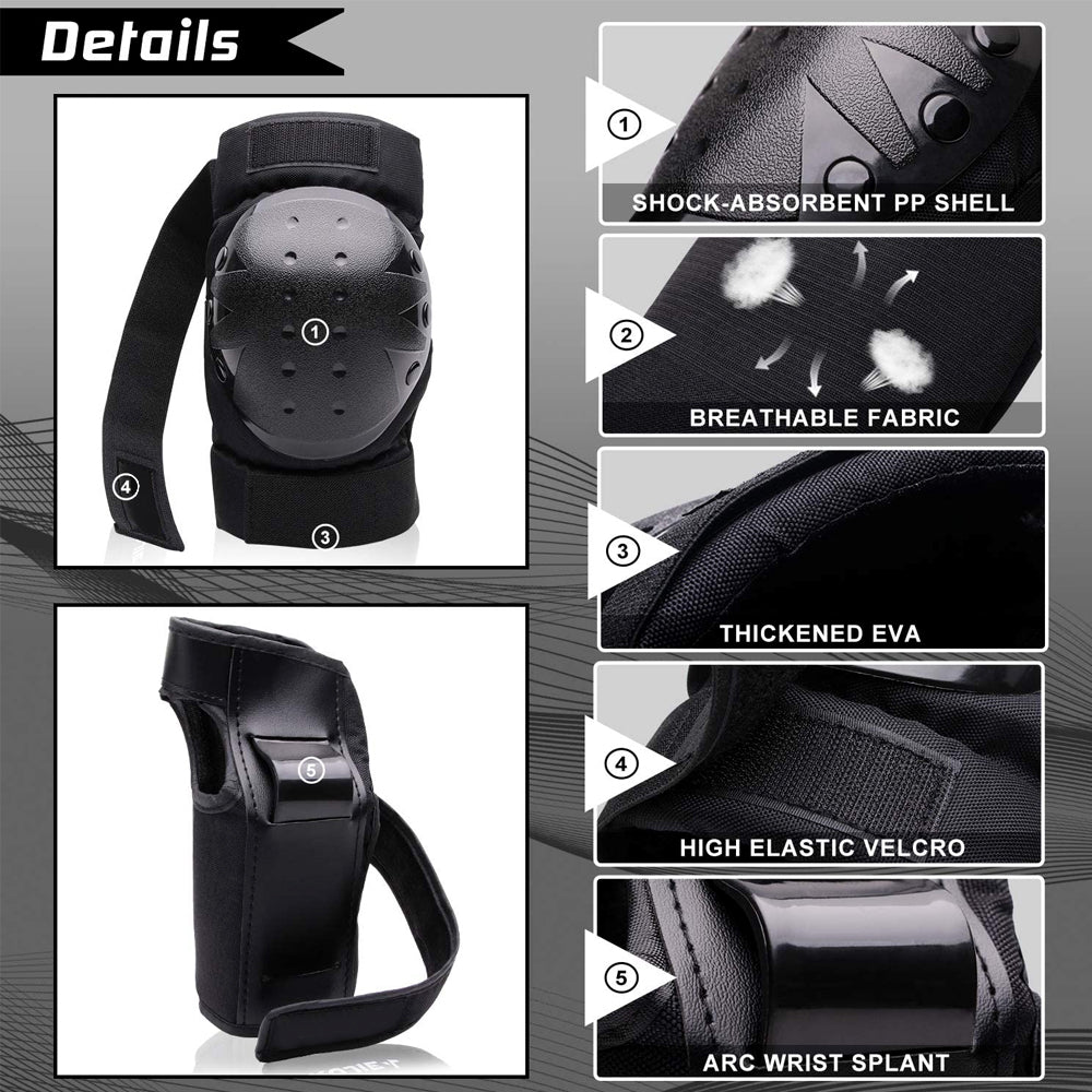 Protective Gear Set for Adult/Youth Knee Pads Elbow Pads Wrist Guards for Skateboarding Cycling Bike BMX Bicycle Image 2