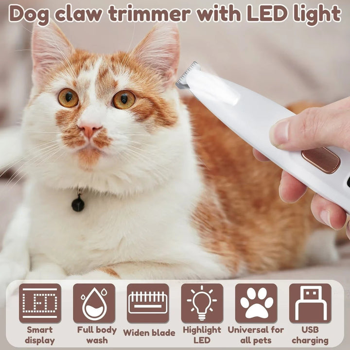 Waterproof Dog Paw Trimmer with LED Light and Display - 18mm Blade for Grooming Image 2