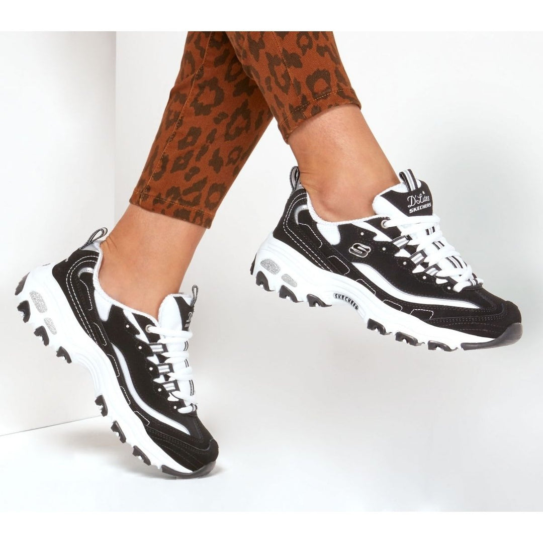 Skechers Womens DLites - Biggest Fan Sneaker Black/White - 11930-BKW 8.5 BLACK/WHITE Image 4