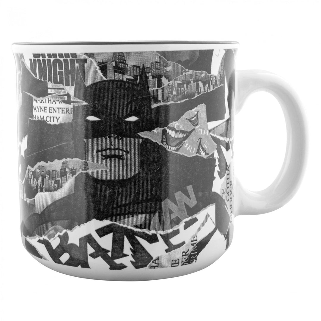 Batman Torn Comic Pages 20oz Ceramic Camper Mug Image 1