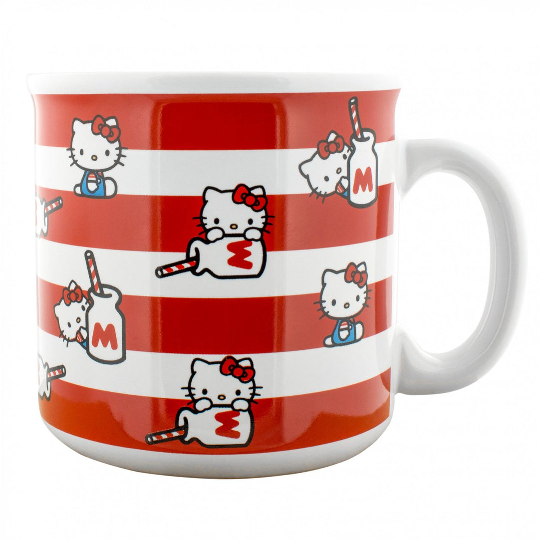 Hello Kitty Milk Bottle Stripes 20oz Ceramic Camper Mug Image 1