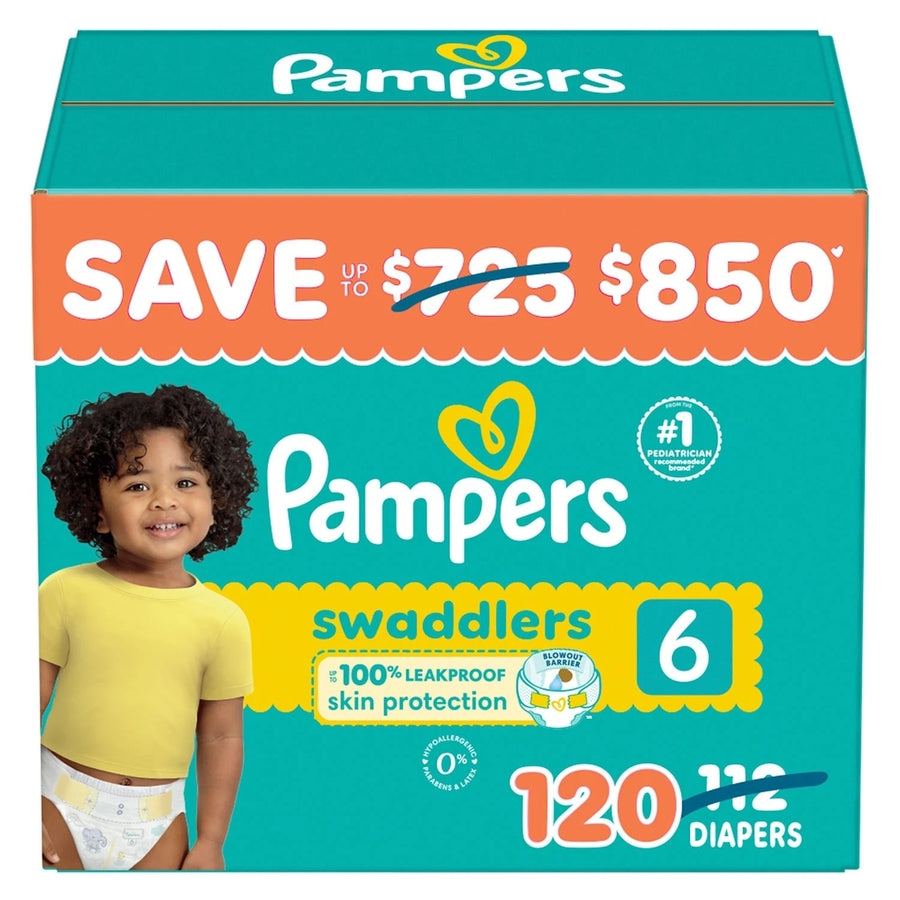 Pampers Swaddlers Diapers Size 6 (35+ Pounds) 120 Count Image 1