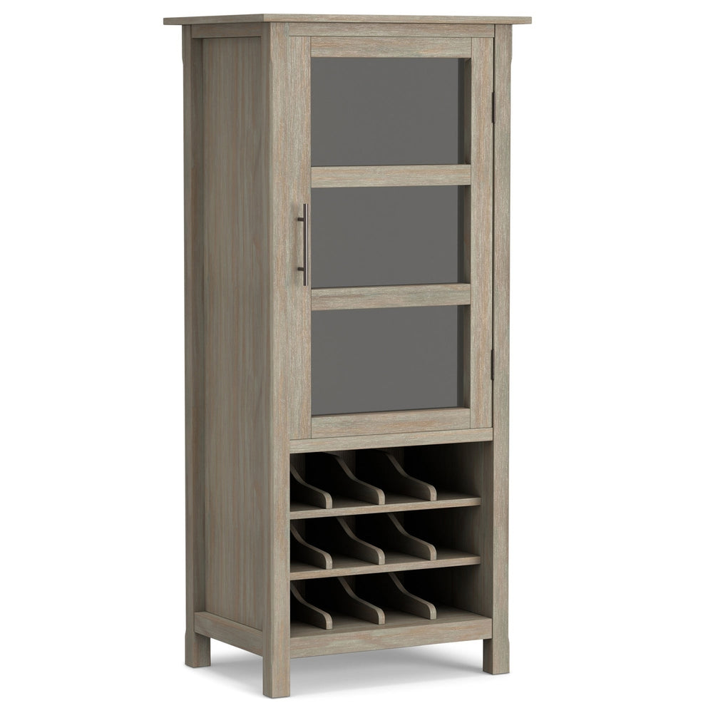 Avalon Wine Rack Solid Wood Cabinet 12 Bottle Storage Adjustable Shelves 50" High Image 2