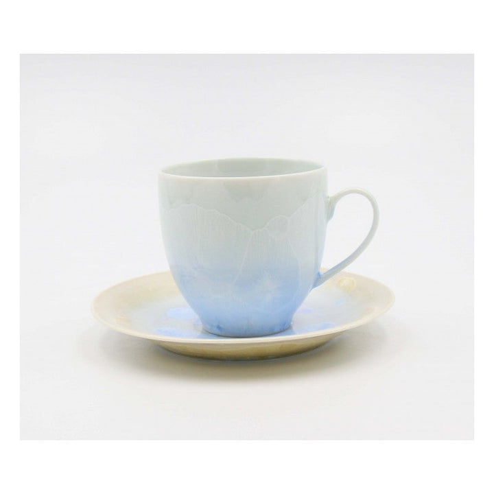 Ceramic Crystalline Glaze Light Amber with Sky Blue Cup and Saucer Afternoon Tea , Image 2