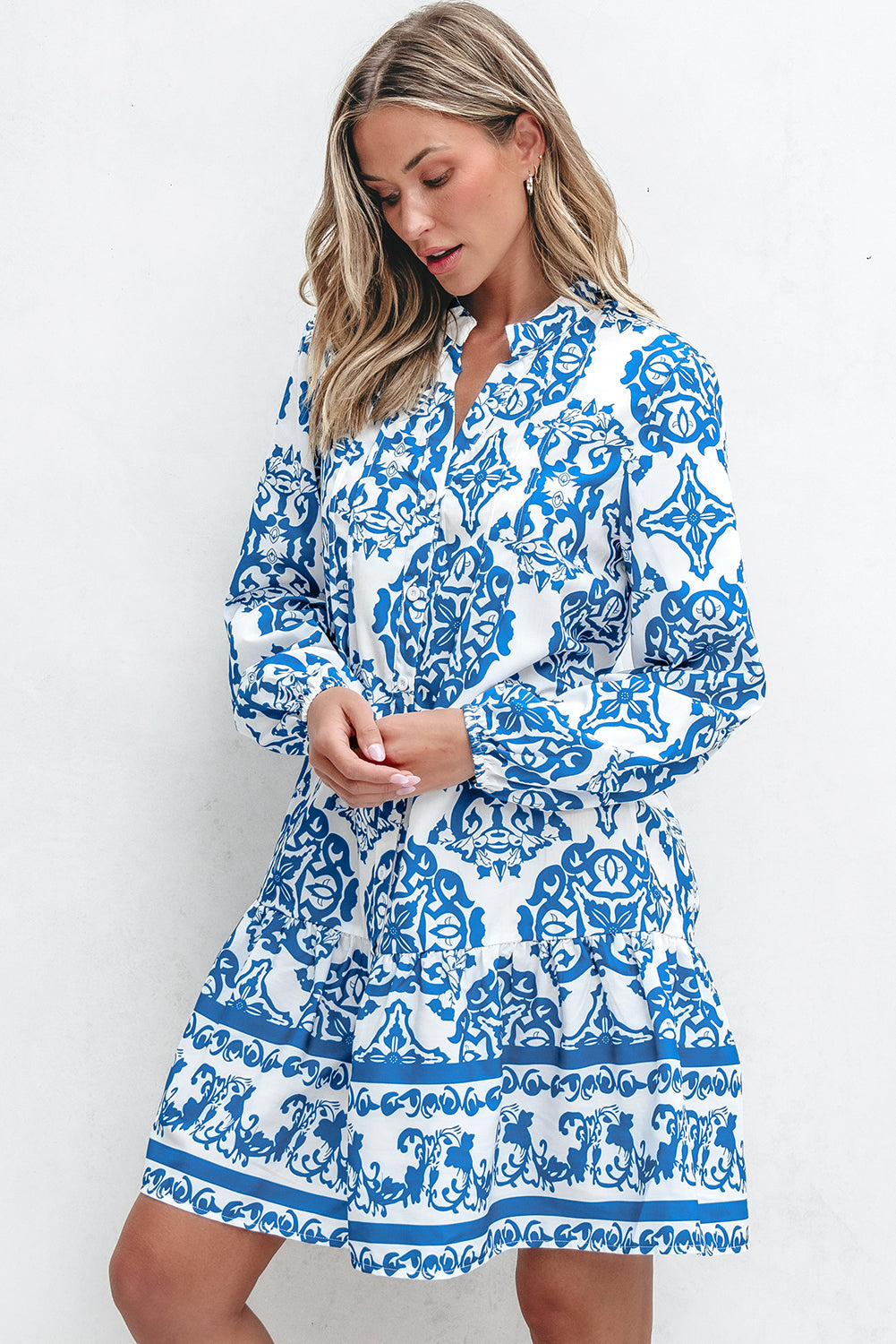 Adalynn Tribal Button Up Loose Mini Dress Image 3