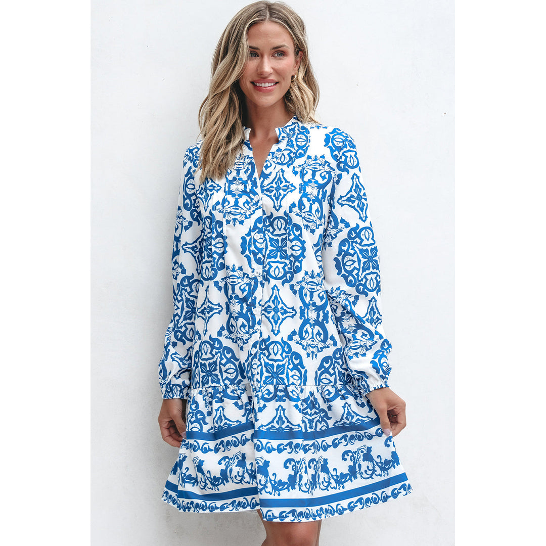 Adalynn Tribal Button Up Loose Mini Dress Image 4