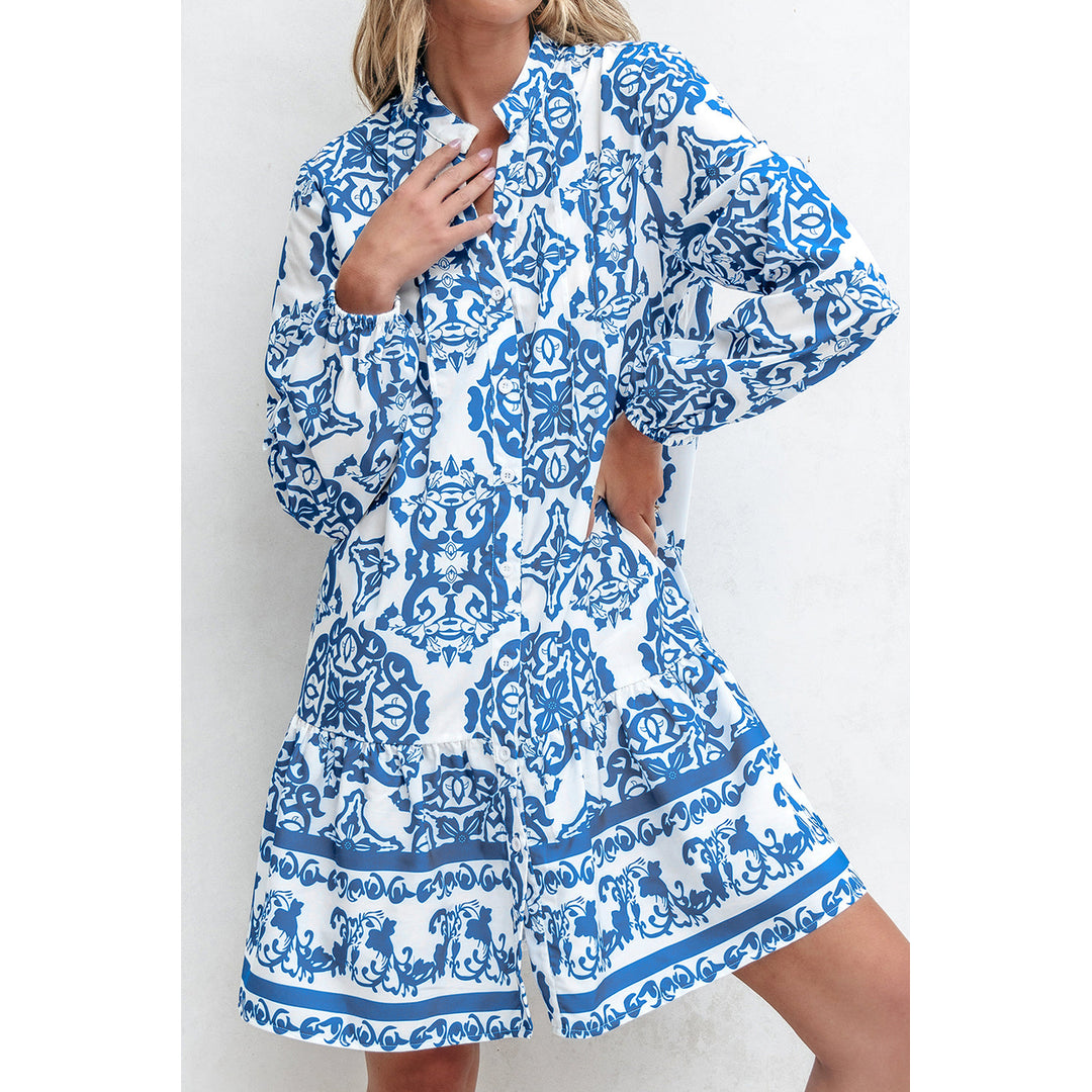 Adalynn Tribal Button Up Loose Mini Dress Image 6