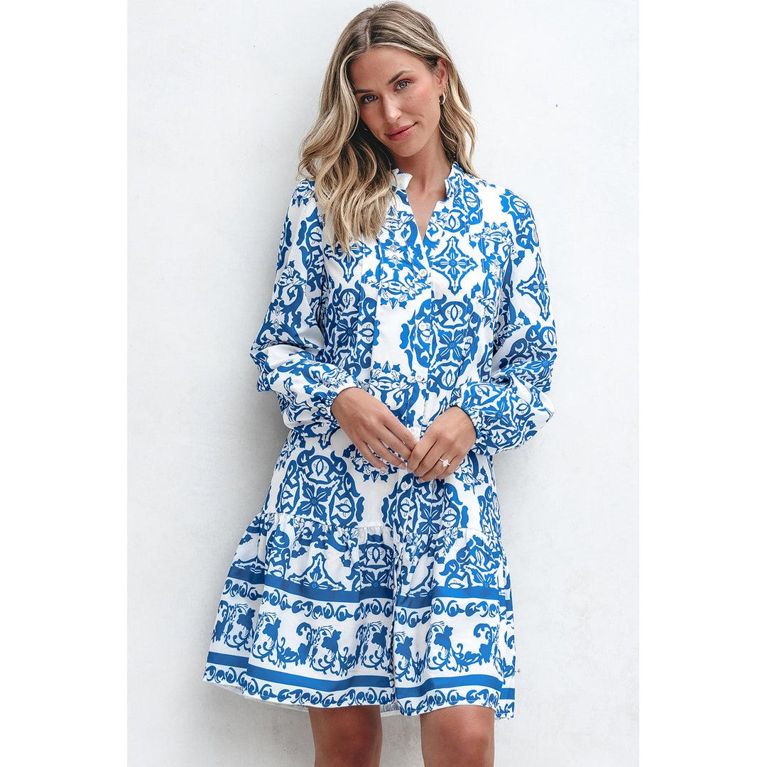 Adalynn Tribal Button Up Loose Mini Dress Image 7