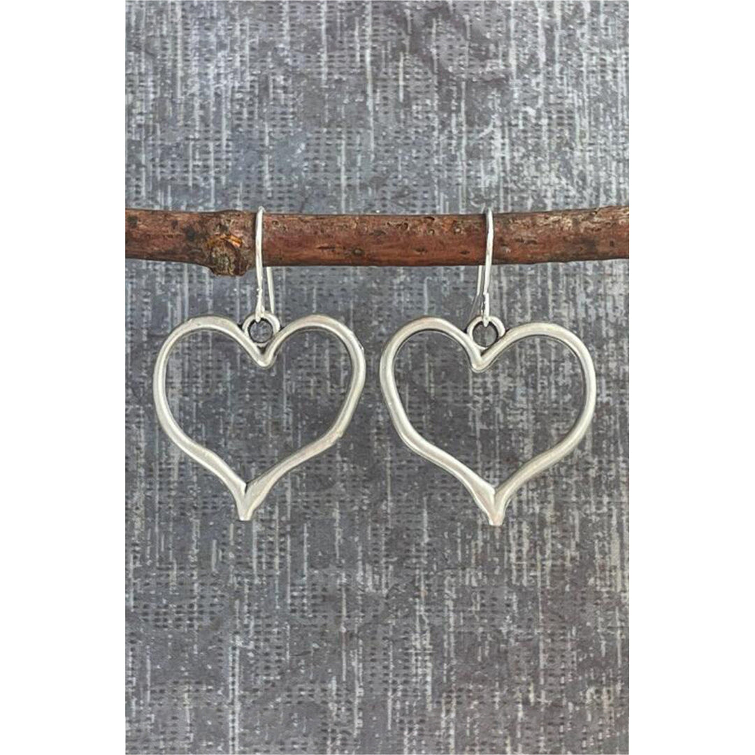 Silvery Heart Shape Hook Drop Earrings Image 1