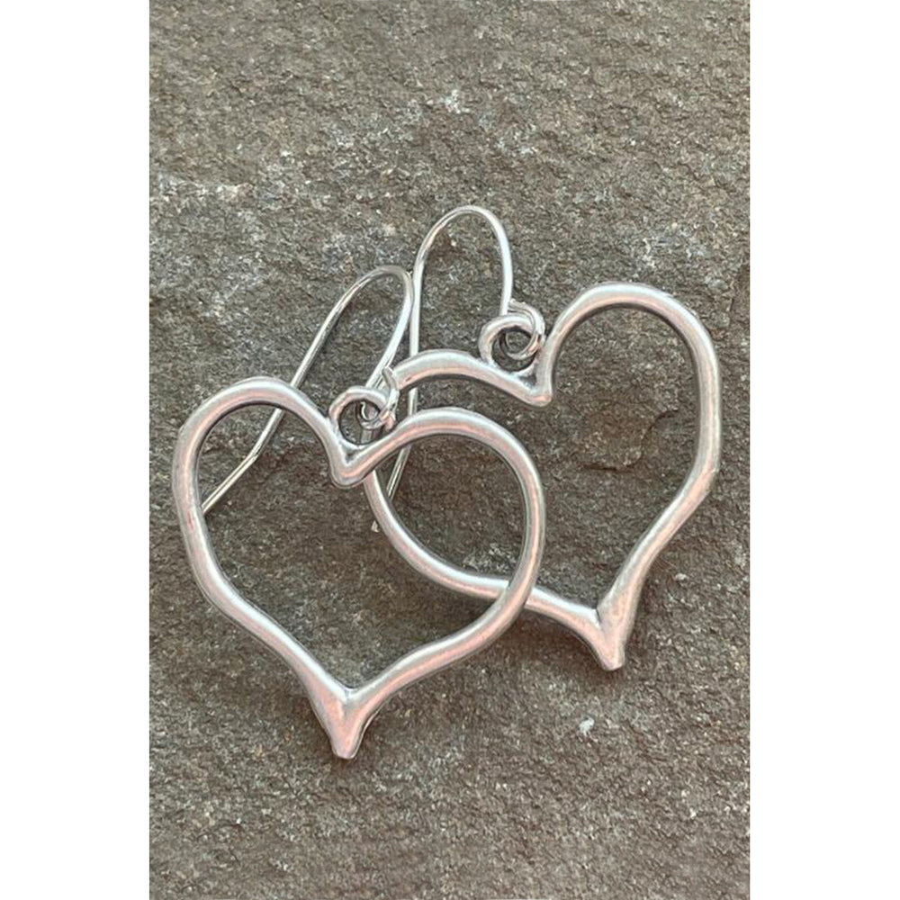 Silvery Heart Shape Hook Drop Earrings Image 2