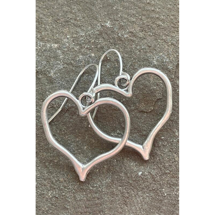 Silvery Heart Shape Hook Drop Earrings Image 2