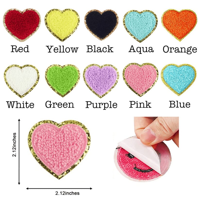 Self Adhesive Chenille Heart Patches Image 1