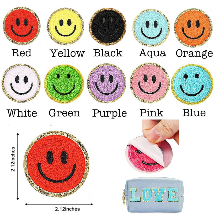 Self Adhesive Chenille Smiley Face Patches Image 1