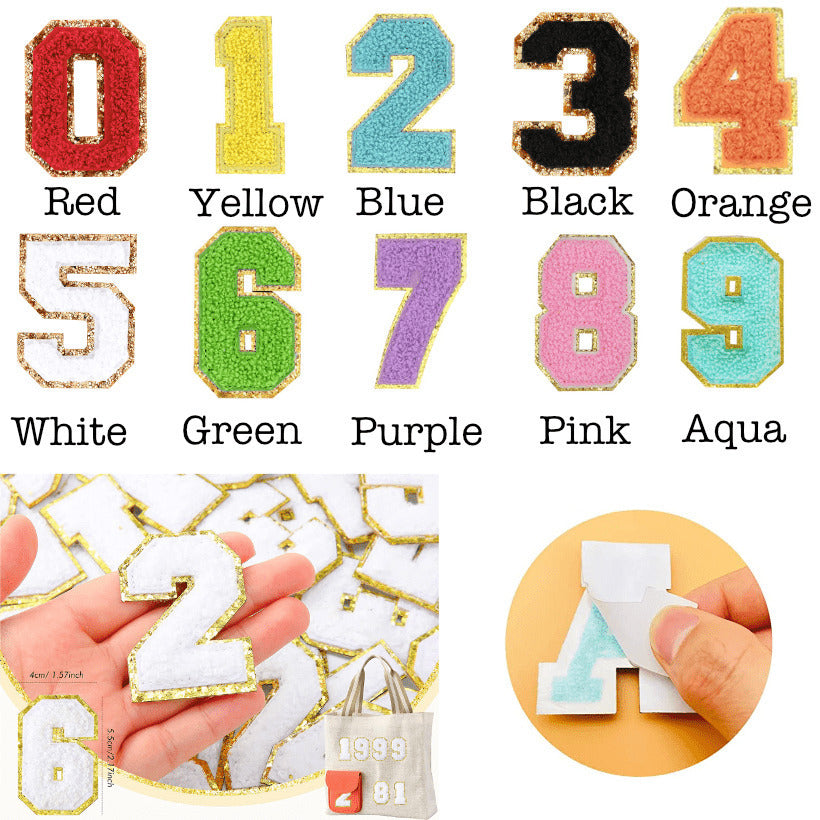 Self Adhesive Chenille Number Patches Image 1