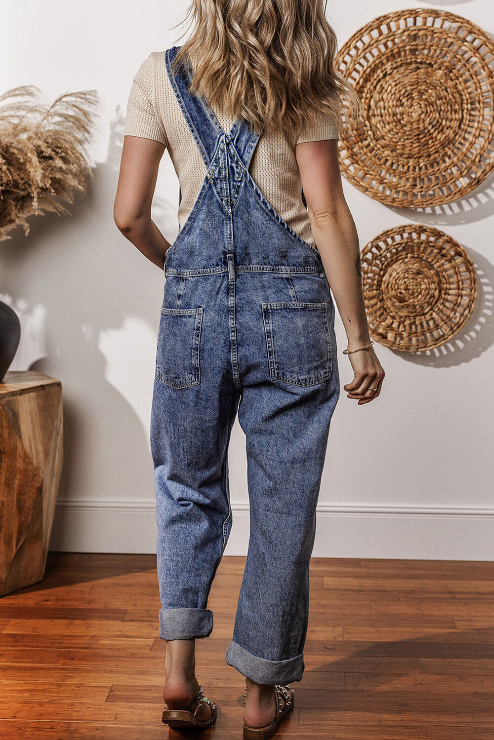 Piper Denim Straight Leg Jumpsuit with Pockets Image 2