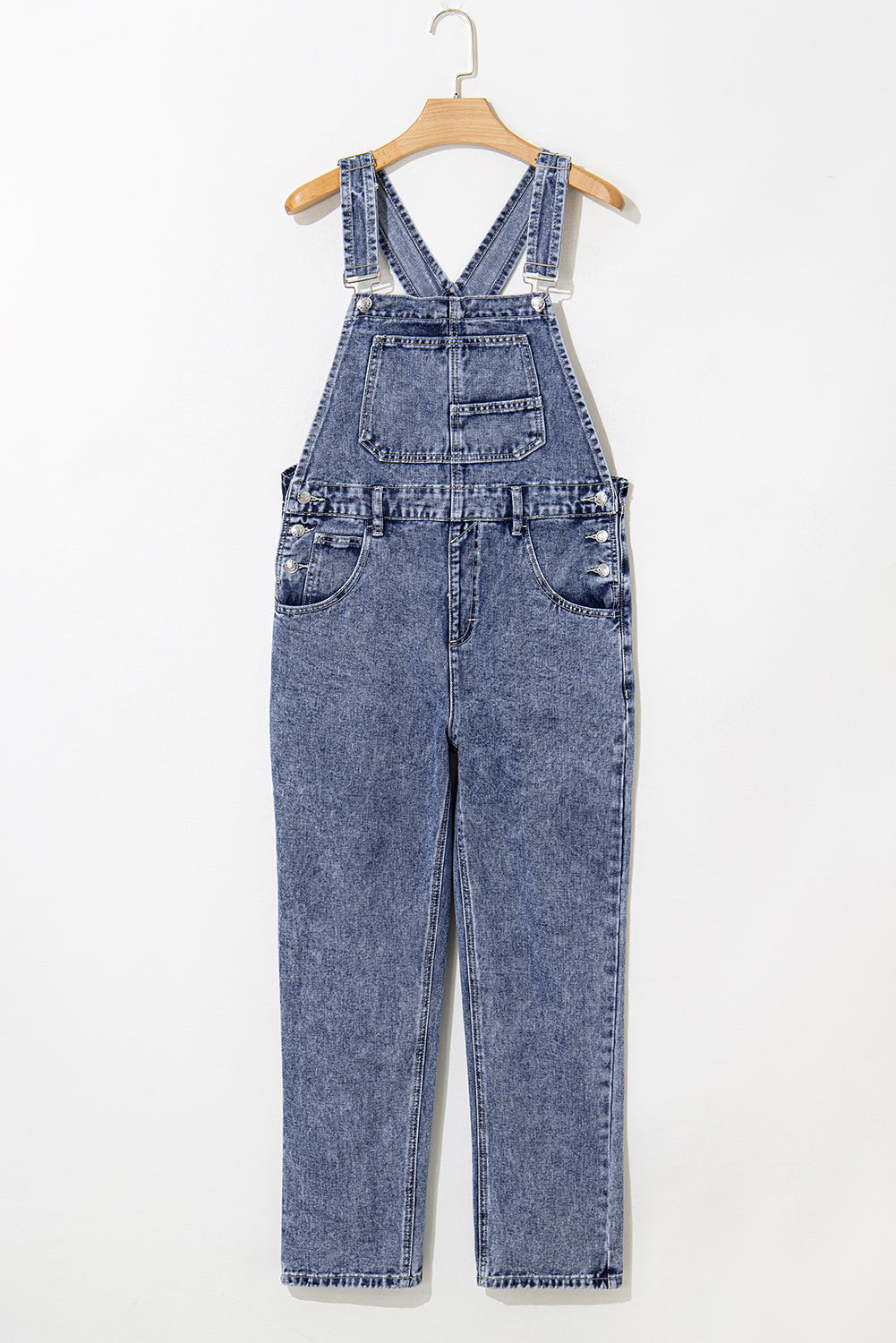 Piper Denim Straight Leg Jumpsuit with Pockets Image 7