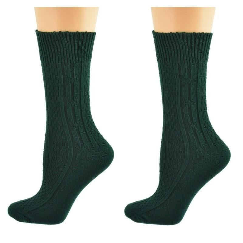 Classic Cable Knit Acrylic Crew Socks 2 pair pack Image 1