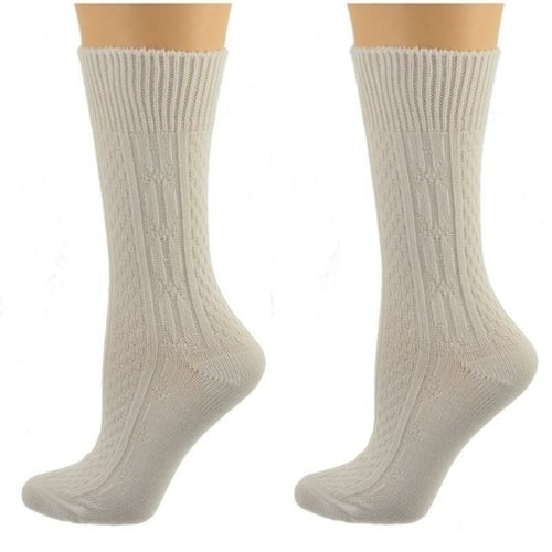 Classic Cable Knit Acrylic Crew Socks 2 pair pack Image 3