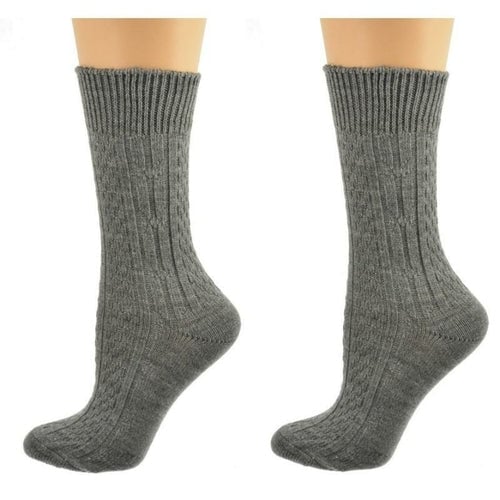 Classic Cable Knit Acrylic Crew Socks 2 pair pack Image 4