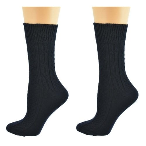 Classic Cable Knit Acrylic Crew Socks 2 pair pack Image 6