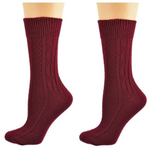 Classic Cable Knit Acrylic Crew Socks 2 pair pack Image 7