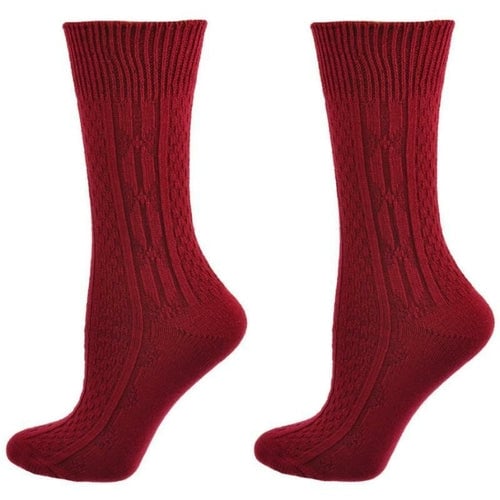 Classic Cable Knit Acrylic Crew Socks 2 pair pack Image 1