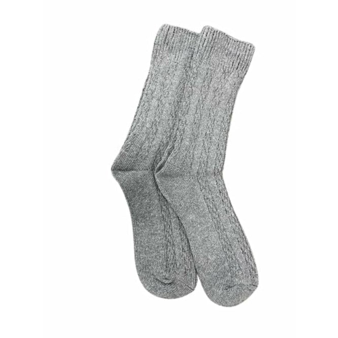 Classic Cable Knit Combed Cotton Crew Socks 2 Pair Pack Image 4