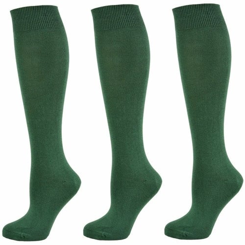 Classic Flat Knit Combed Cotton Knee High Socks 3 pair pack Image 3