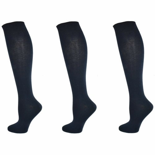 Classic Flat Knit Combed Cotton Knee High Socks 3 pair pack Image 4