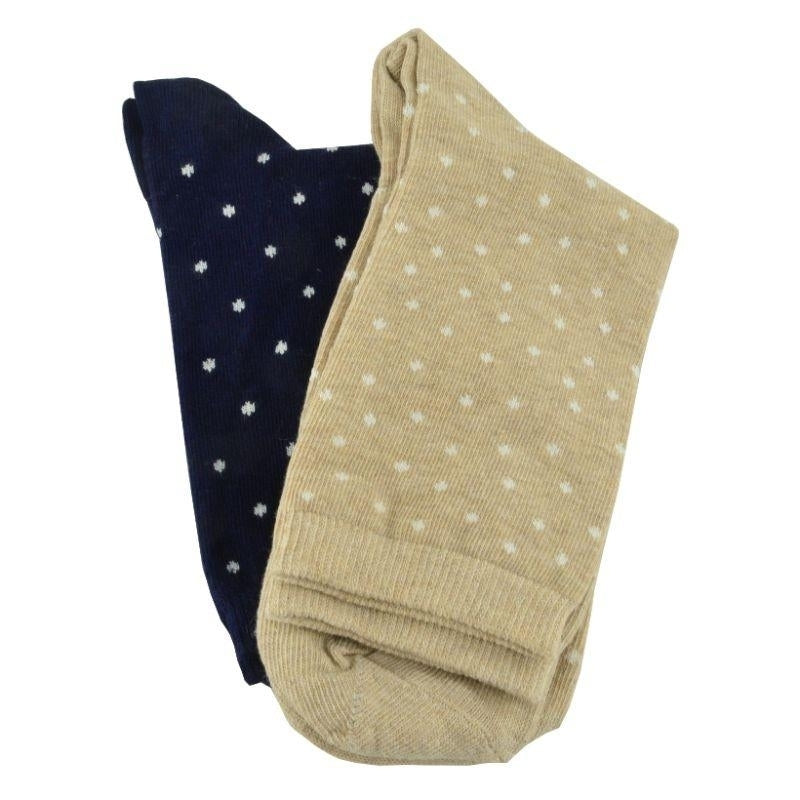 Dot pattern Crew (Mid calf) 2 PR. Pack Cotton Socks Image 4