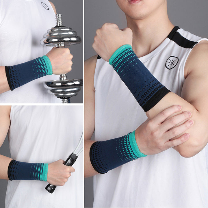 GOMOREON 2Pcs Wrist Band Nylon Knitted - Light Elastic and Breathable - Men Women - for Sweat Sports Exercise Workout Image 1