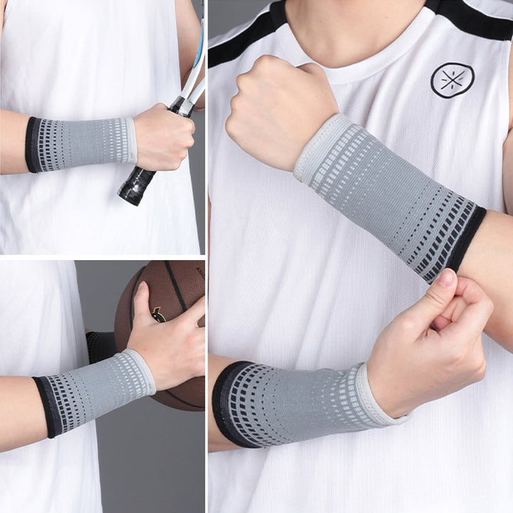 GOMOREON 2Pcs Wrist Band Nylon Knitted - Light Elastic and Breathable - Men Women - for Sweat Sports Exercise Workout Image 1