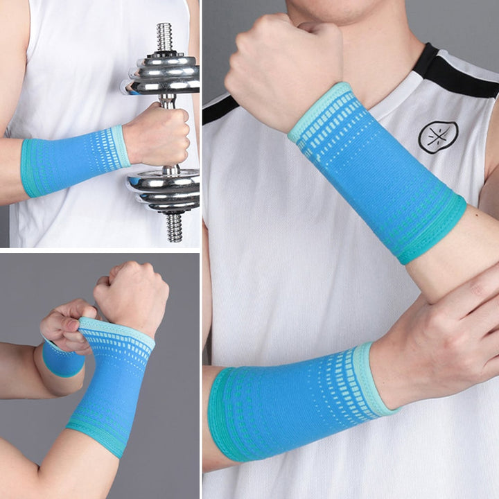 GOMOREON 2Pcs Wrist Band Nylon Knitted - Light Elastic and Breathable - Men Women - for Sweat Sports Exercise Workout Image 1