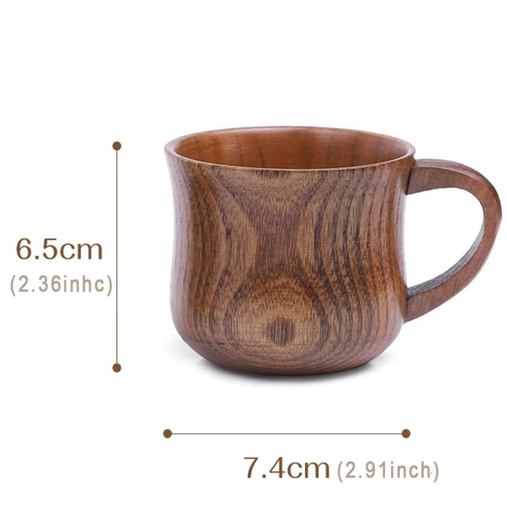 130ml Solid Wood Tea Cup with Handle - Sour Jujube Wooden Water Cup for Kitchen and Living Room Image 2