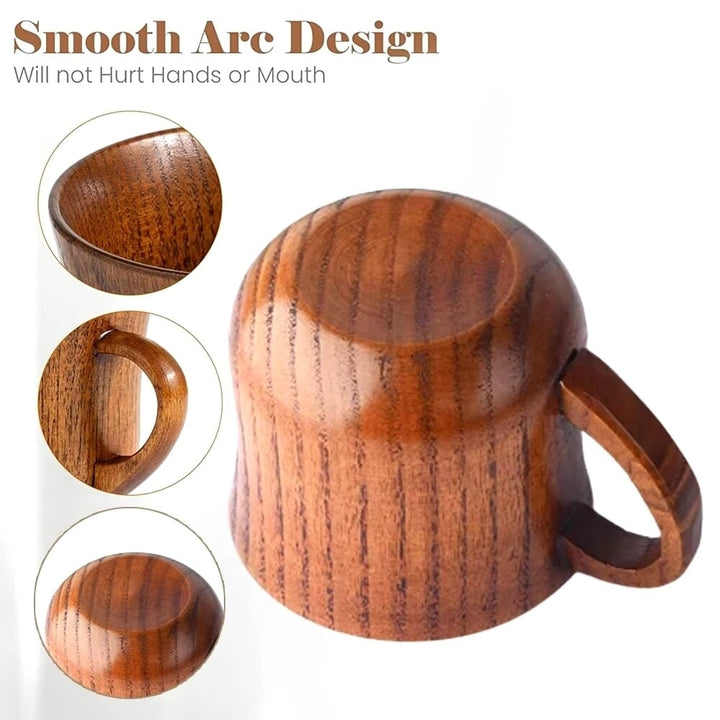 130ml Solid Wood Tea Cup with Handle - Sour Jujube Wooden Water Cup for Kitchen and Living Room Image 3