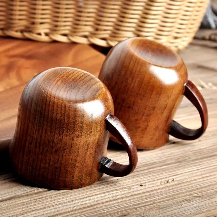 130ml Solid Wood Tea Cup with Handle - Sour Jujube Wooden Water Cup for Kitchen and Living Room Image 6