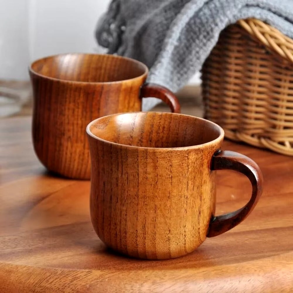 130ml Solid Wood Tea Cup with Handle - Sour Jujube Wooden Water Cup for Kitchen and Living Room Image 8