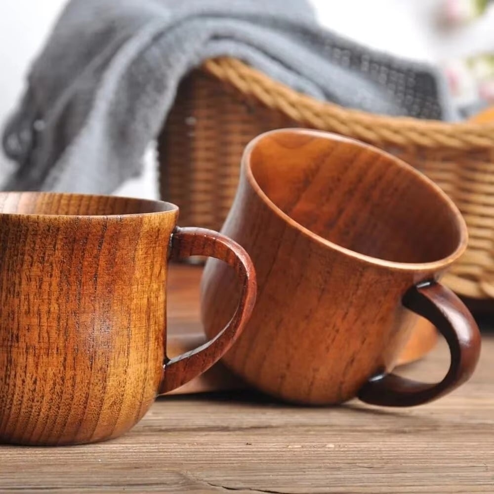 130ml Solid Wood Tea Cup with Handle - Sour Jujube Wooden Water Cup for Kitchen and Living Room Image 9