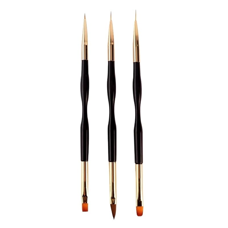 3 Pcs Dual-Use Nail Art Brushes - Gel Gradient and Ultra Thin Line Drawing Pens Image 2