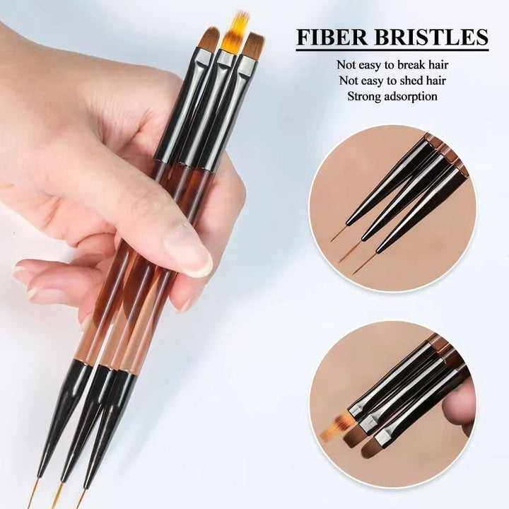 3 Pcs Dual-Use Nail Art Brushes - Gel Gradient and Ultra Thin Line Drawing Pens Image 8