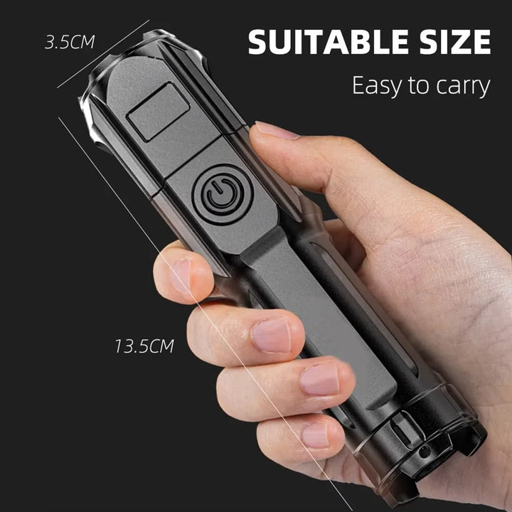 Portable High Power Rechargeable LED Flashlight - Ultra Powerful Spotlight for Camping Image 3