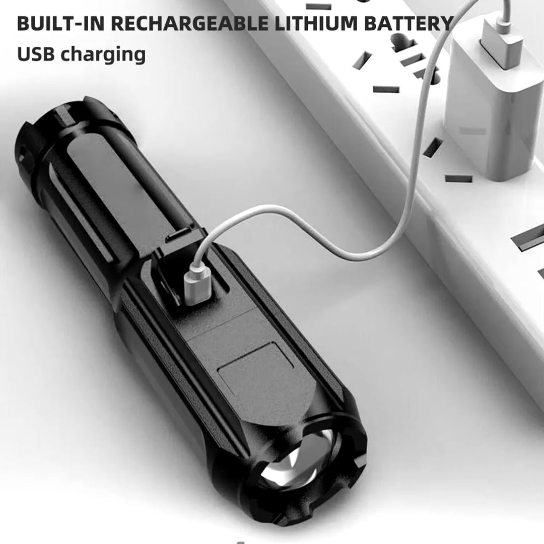 Portable High Power Rechargeable LED Flashlight - Ultra Powerful Spotlight for Camping Image 4