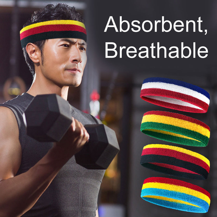 Sports Headband Wristband Set Sweatbands Terry Cloth Wristband Wrist Sweatband Headbands Moisture Wicking Absorbing Head Image 1