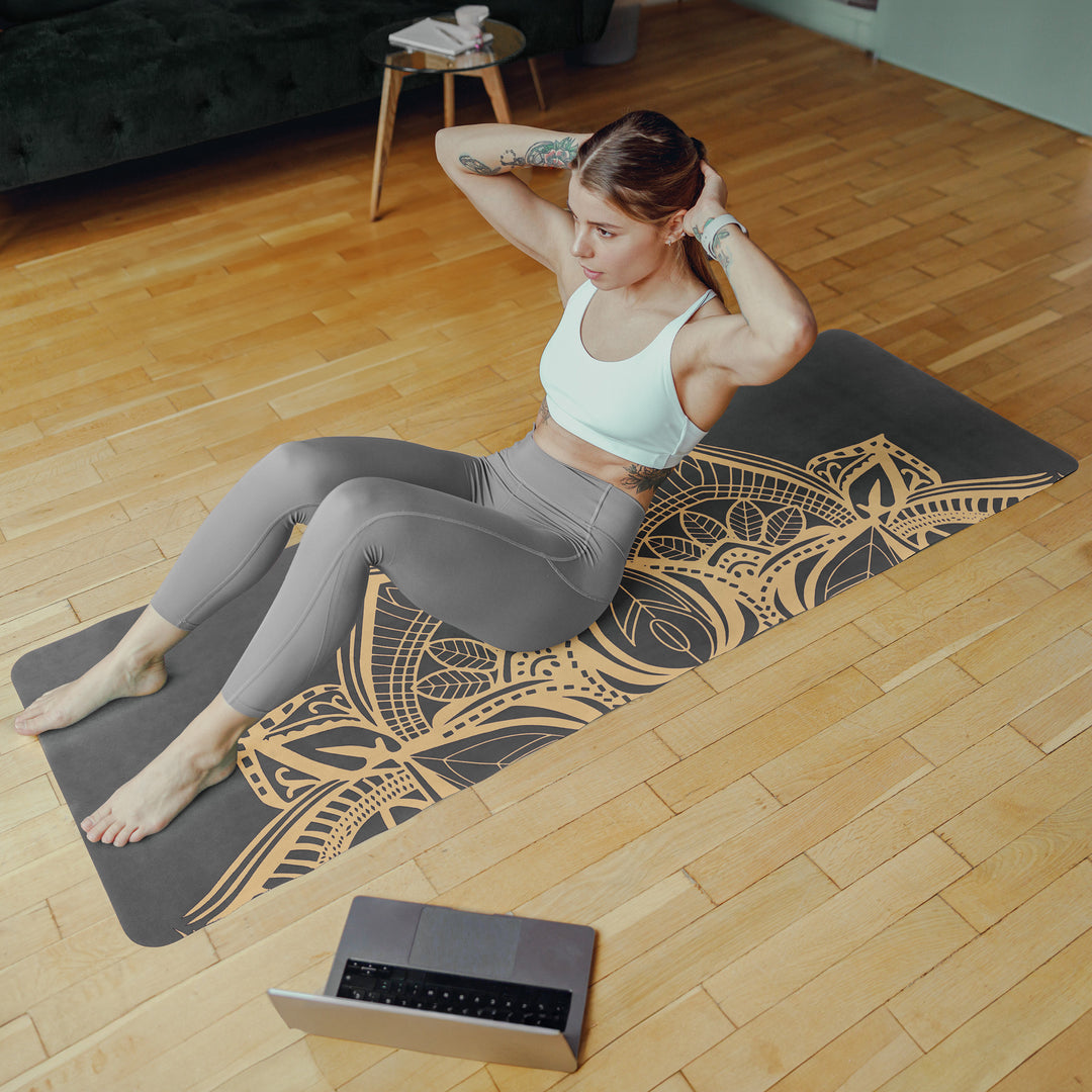 Yoga Mat with Strap Sweat Absorbent Exercise Mat Non Slip Fitness Floor Mat Image 9