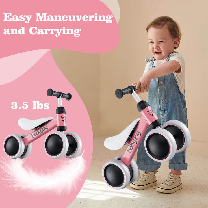 Babyjoy 4 Wheels Baby Balance Bike for 2 Years Old Boys Girls with Soft Seat Ride On Toy Blue/Orange/Pink Image 9