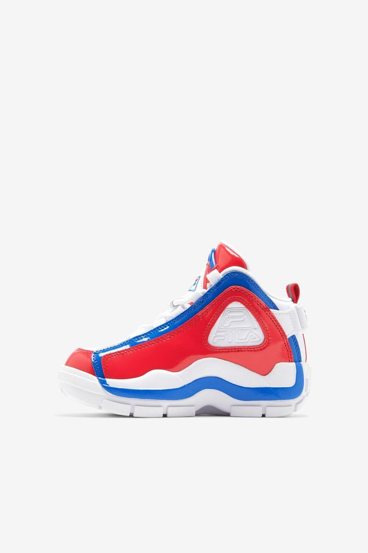 Fila Grant Hill 2 Little Kid High-Top Sneakers White Red Prince Blue Leather Image 2